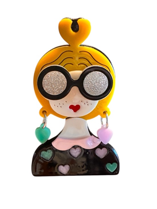 Whimsy_and_Rose Jewelry - Blonde Cartoon Girl Brooch